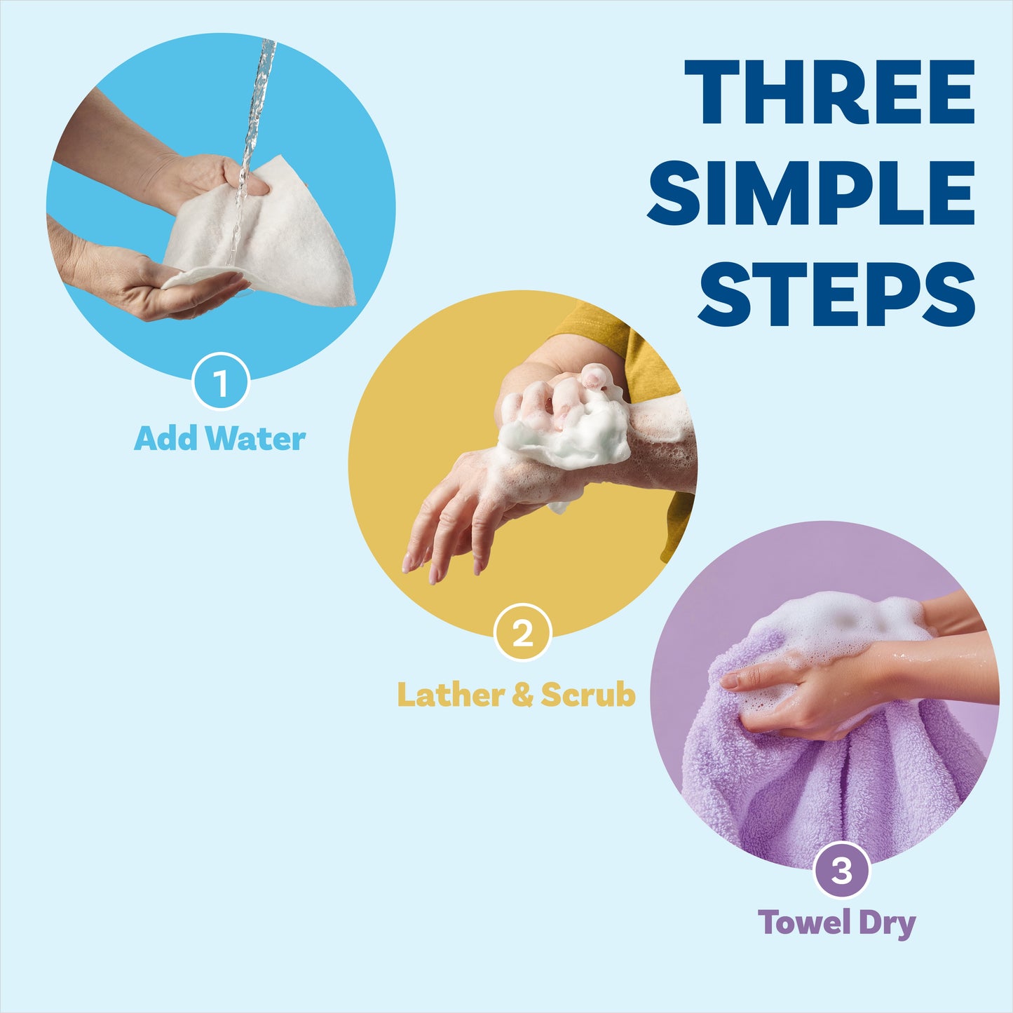 Rinse Free Bath Sponge, No Rinse Bath Wipes, Lavender Scented - 75 Count - 3 Pack