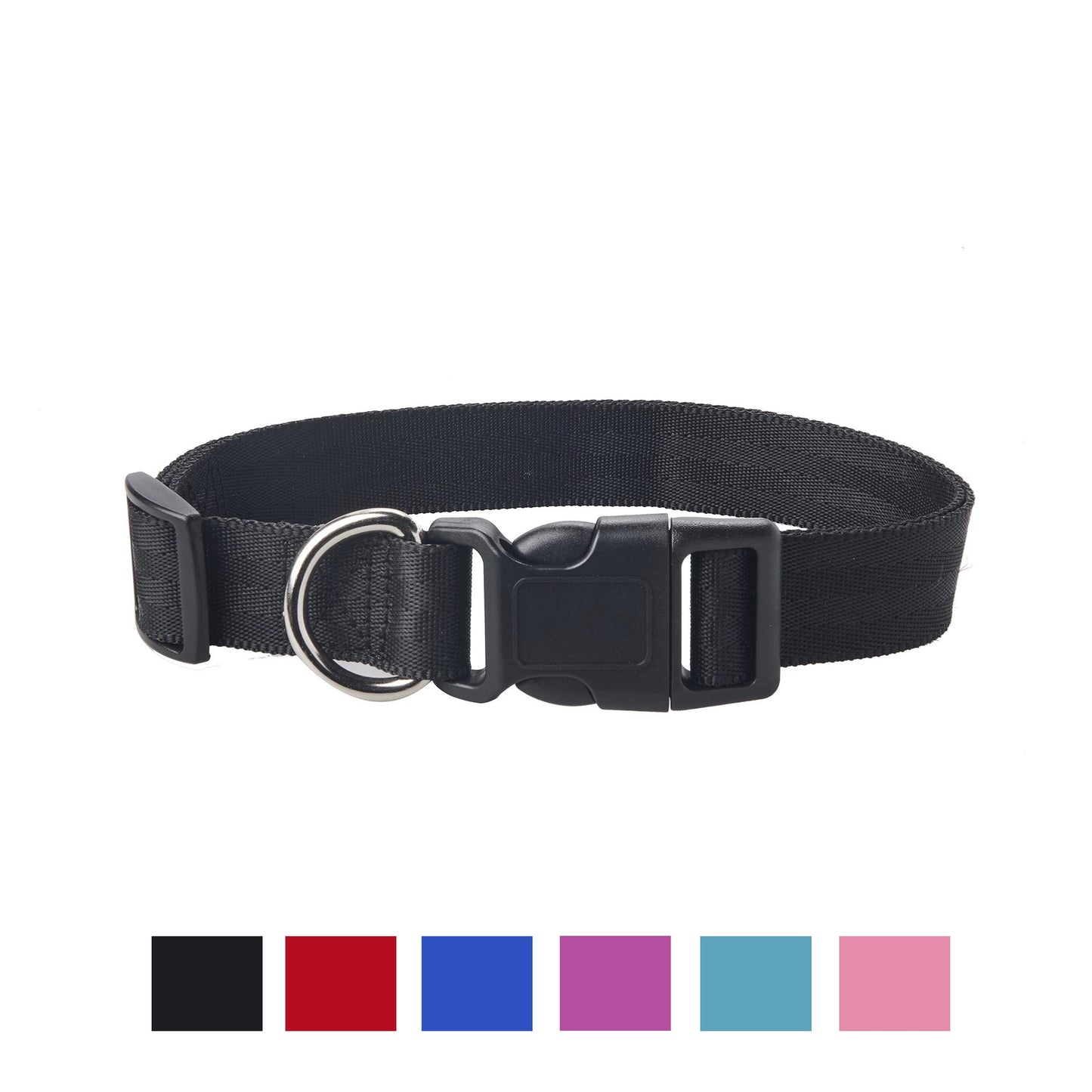 Reflective Polyester Adjustable Dog Collar, Black, Large