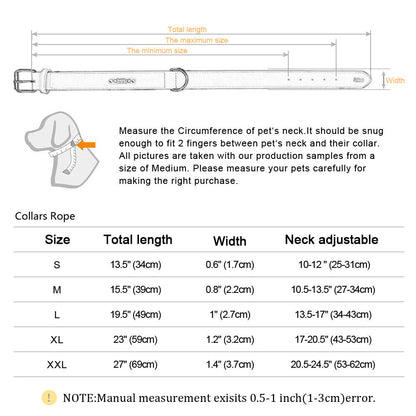 Personalised Dog Collar Soft Leather Collar Free Engraved ID Tag for Pets S-XL