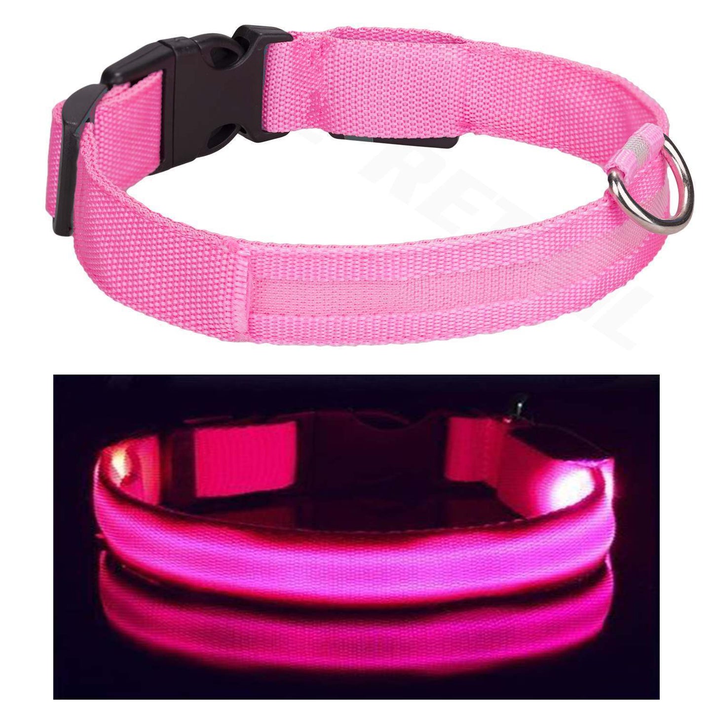 Light up LED Dog Collar Adjustable USB Rechargeable Pet Safety Luminous ALL SIZE