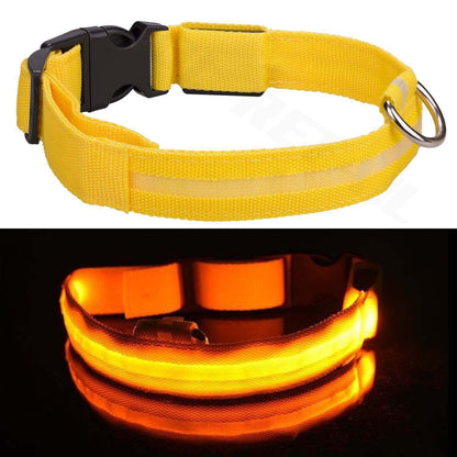 Dog Pet Collar LED Luminous Safety Light up Adjustable Green Color