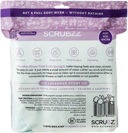 Rinse Free Bath Sponge, No Rinse Bath Wipes, Lavender Scented - 75 Count - 3 Pack