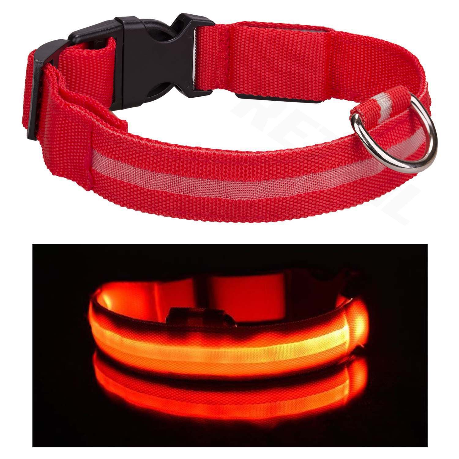 Light up LED Dog Collar Adjustable USB Rechargeable Pet Safety Luminous ALL SIZE