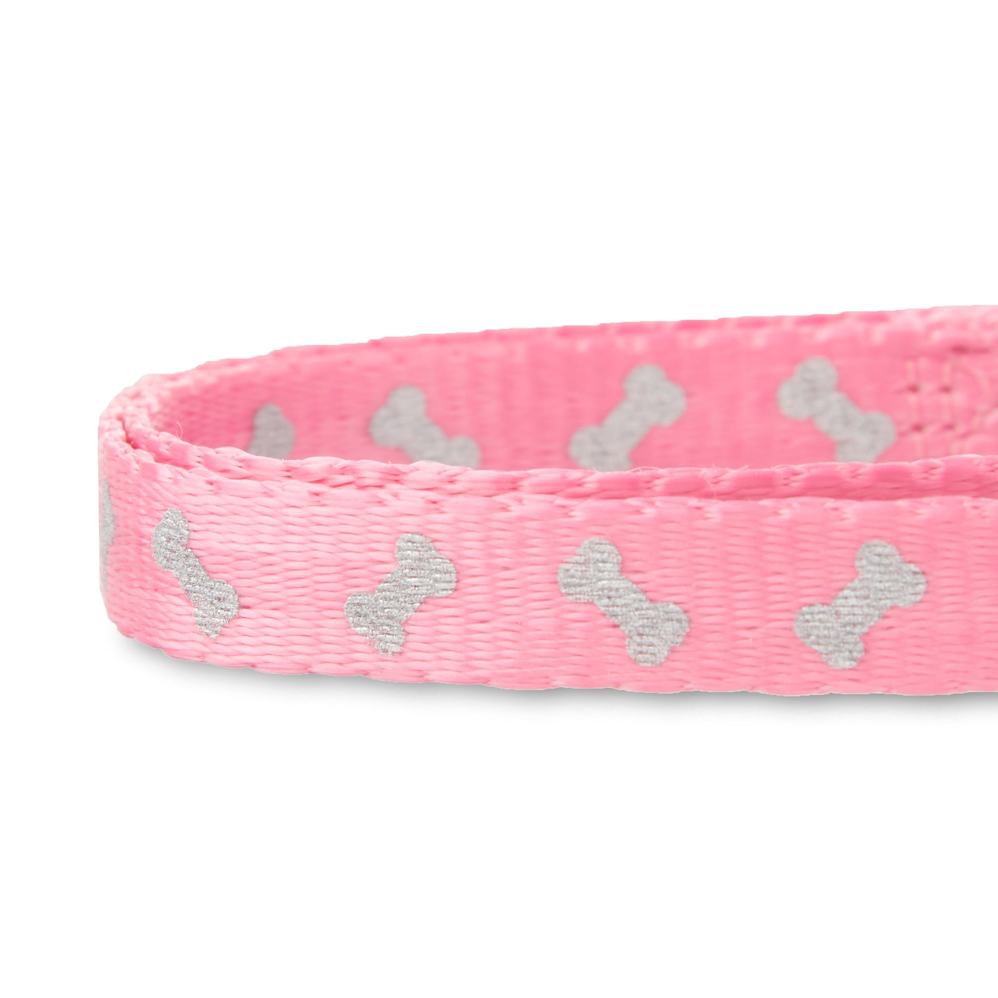 Reflective Polyester Adjustable Dog Collar, Pink, Small