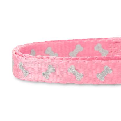 Reflective Polyester Adjustable Dog Collar, Pink, Small